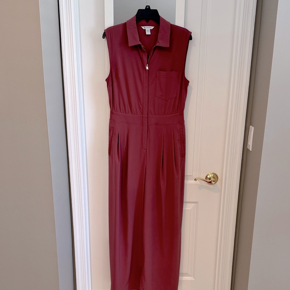 Athleta Pink Zip-Front Sleeveless Jumpsuit